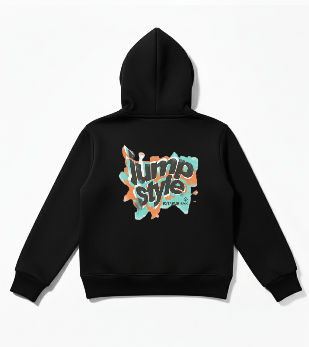 Kinds Black Jump Style Text Printed Hoodie - Unisex