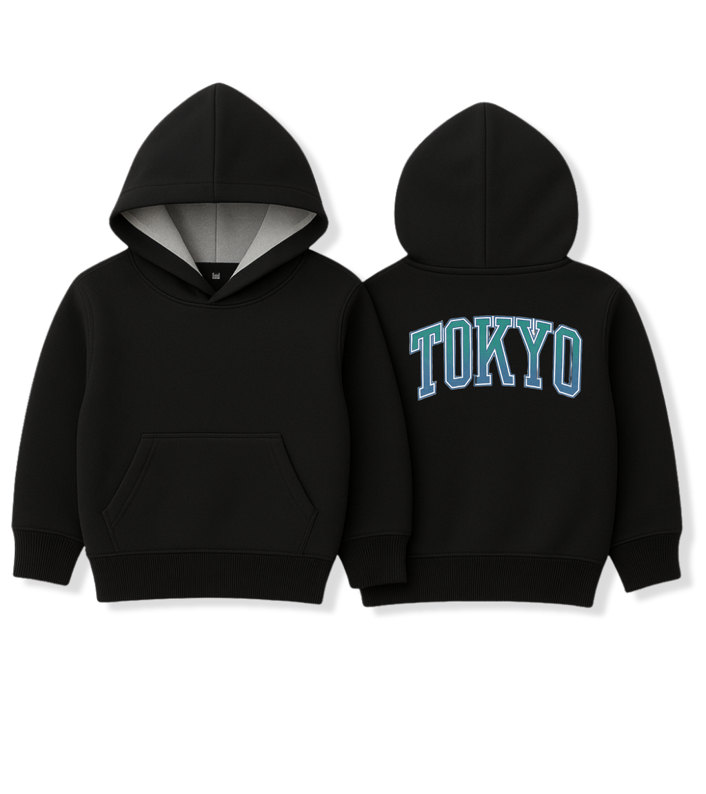 Kids Black Tokyo Graphic Logo Hoodie - Unisex