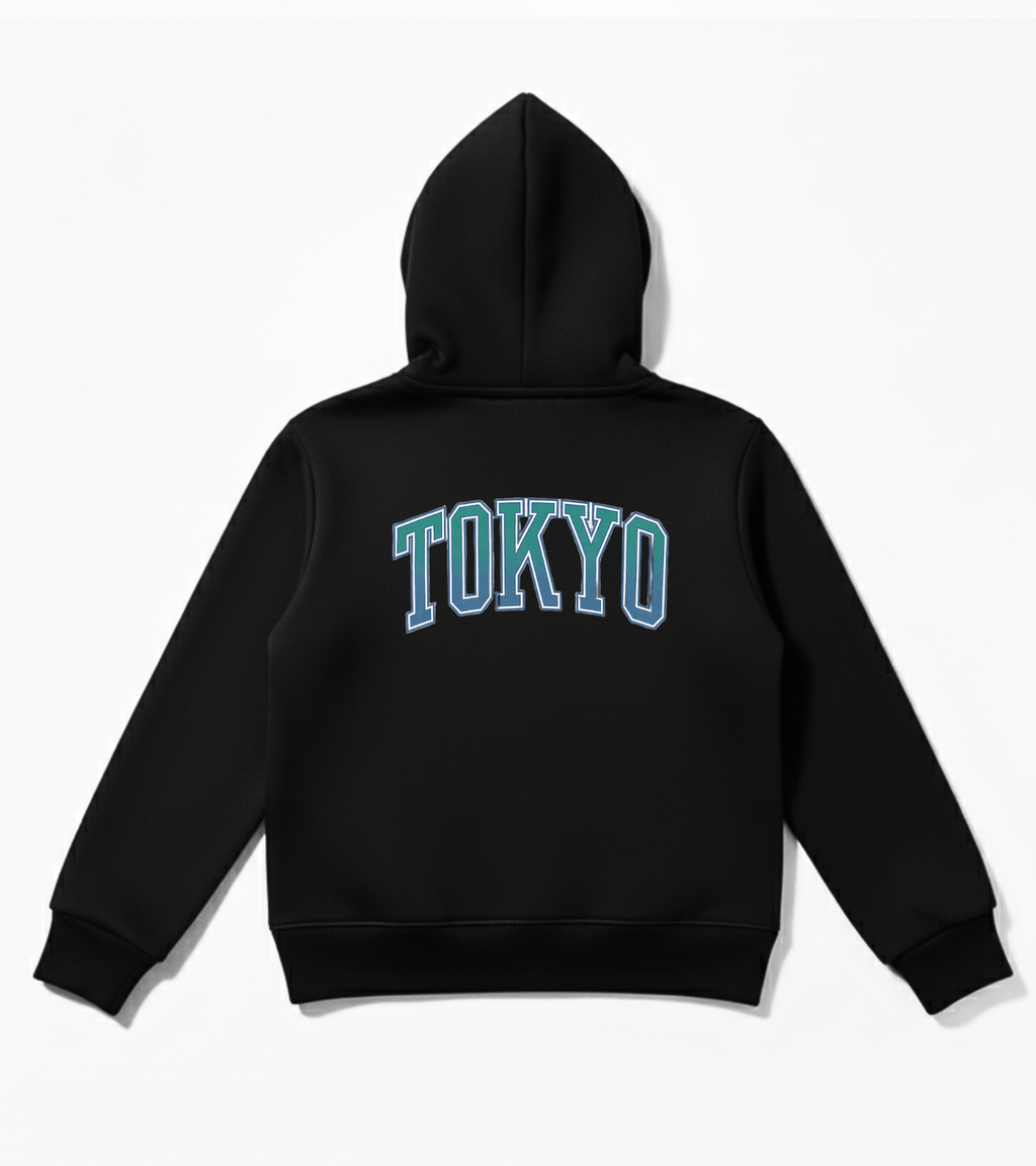 Kids Black Tokyo Graphic Logo Hoodie - Unisex