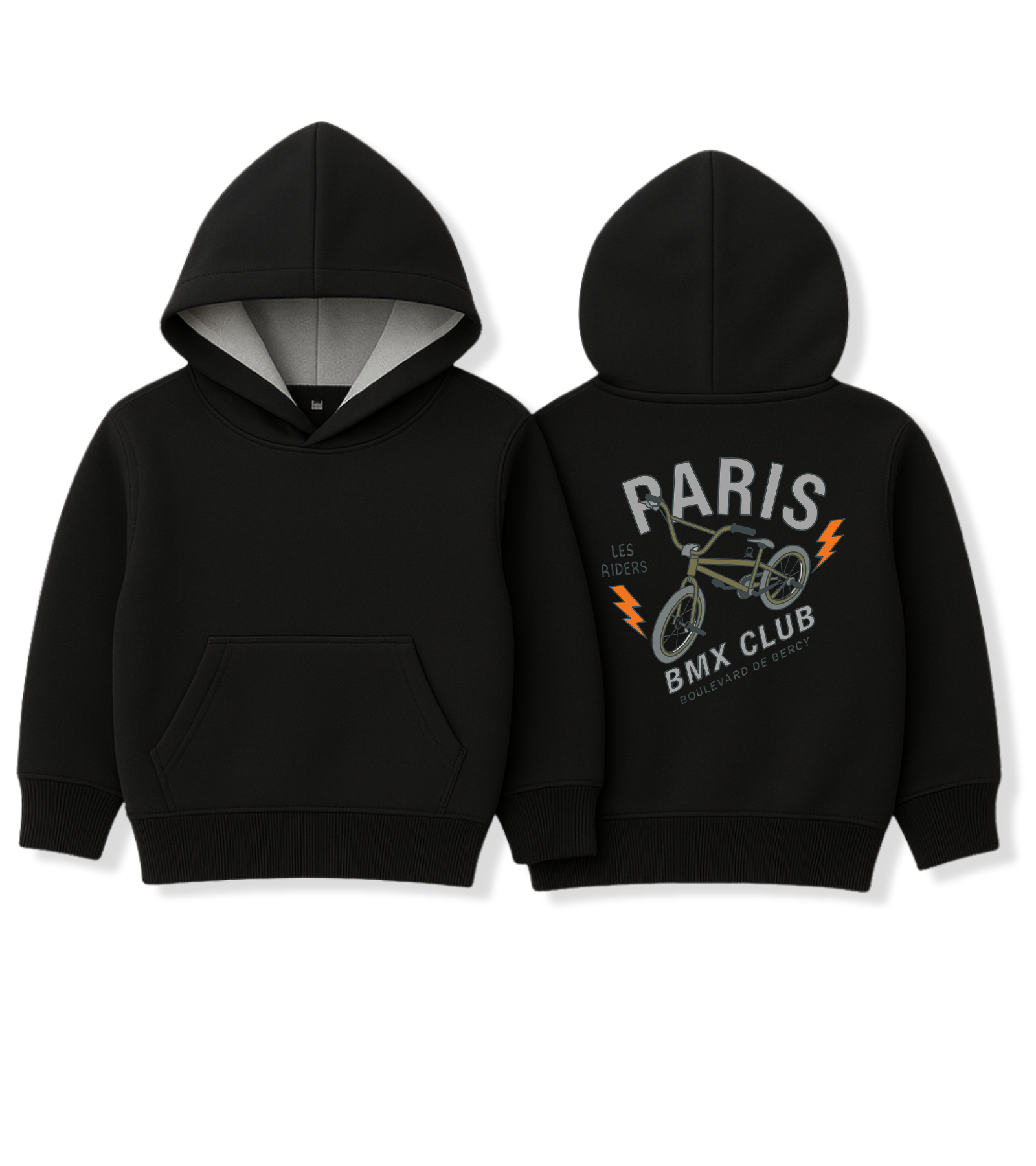 Kids Black Paris BMX Club Hoodie - Unisex