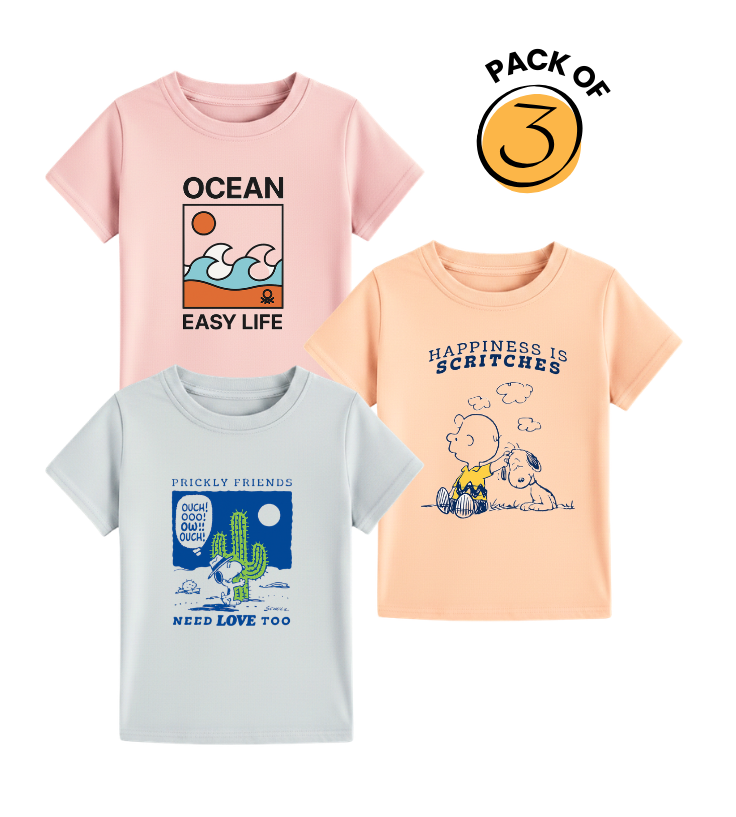 Graphic Kids Tee Set – 3 Pack Ocean, Desert, and Sky Tones