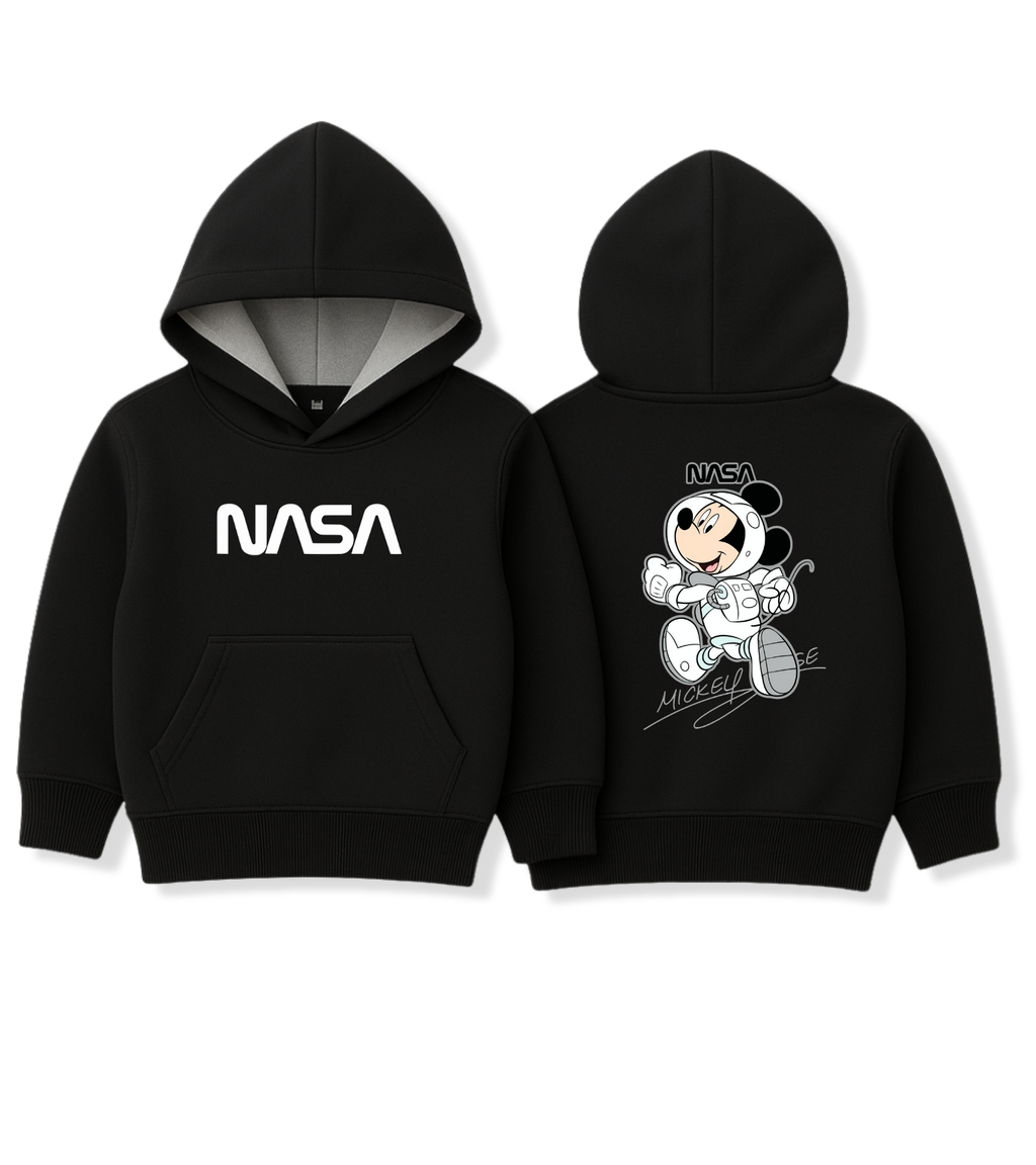 Kids Black Mickey Mouse Nasa Hoodie - Unisex