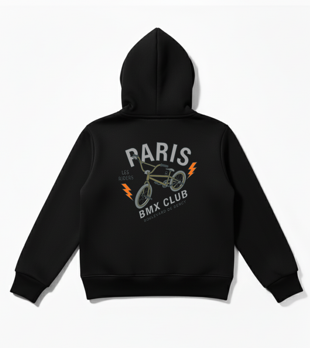 Kids Black Paris BMX Club Hoodie - Unisex