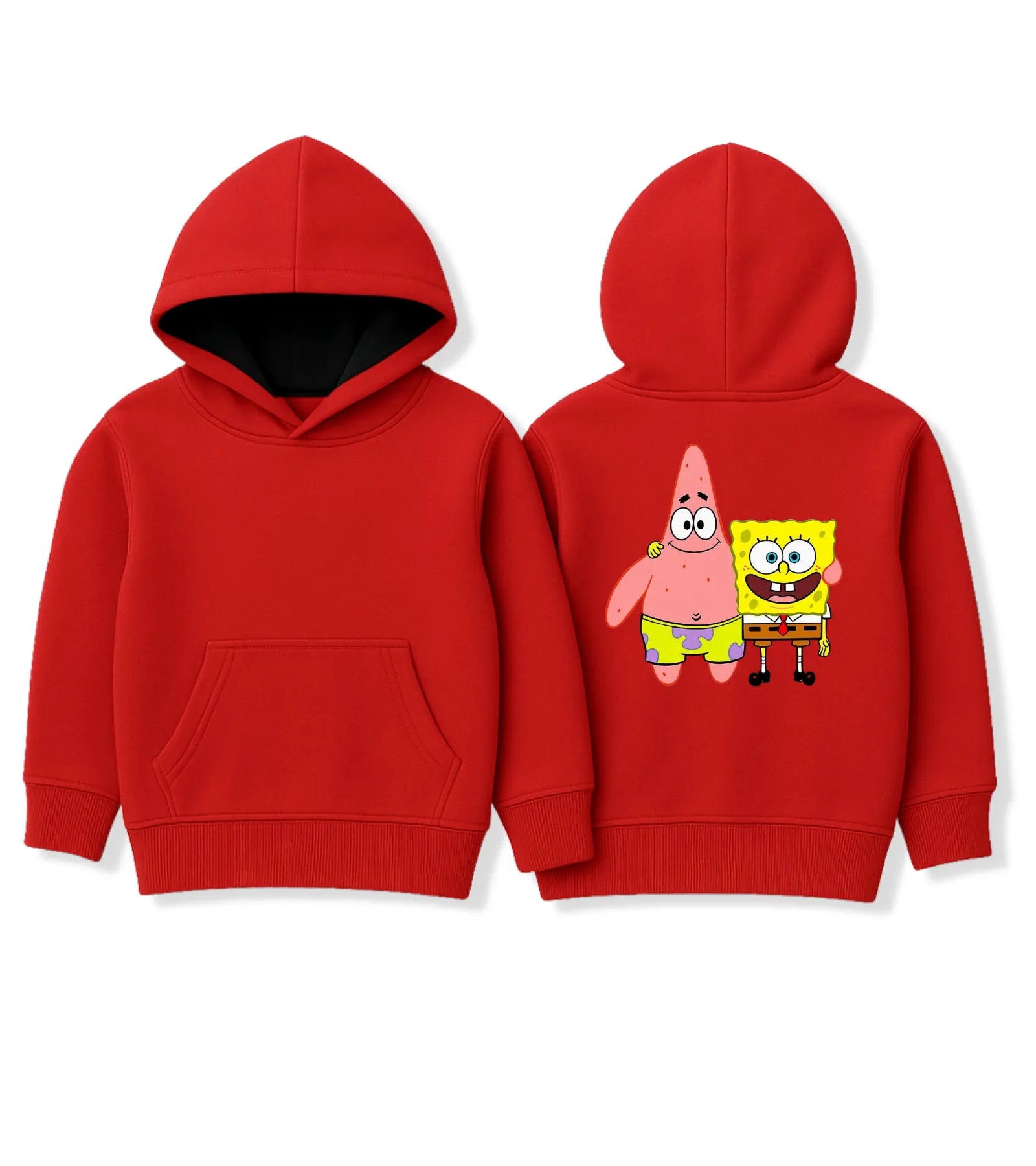 Red SpongeBob & Patrick Cartoon Hoodie for Kids - Unisex