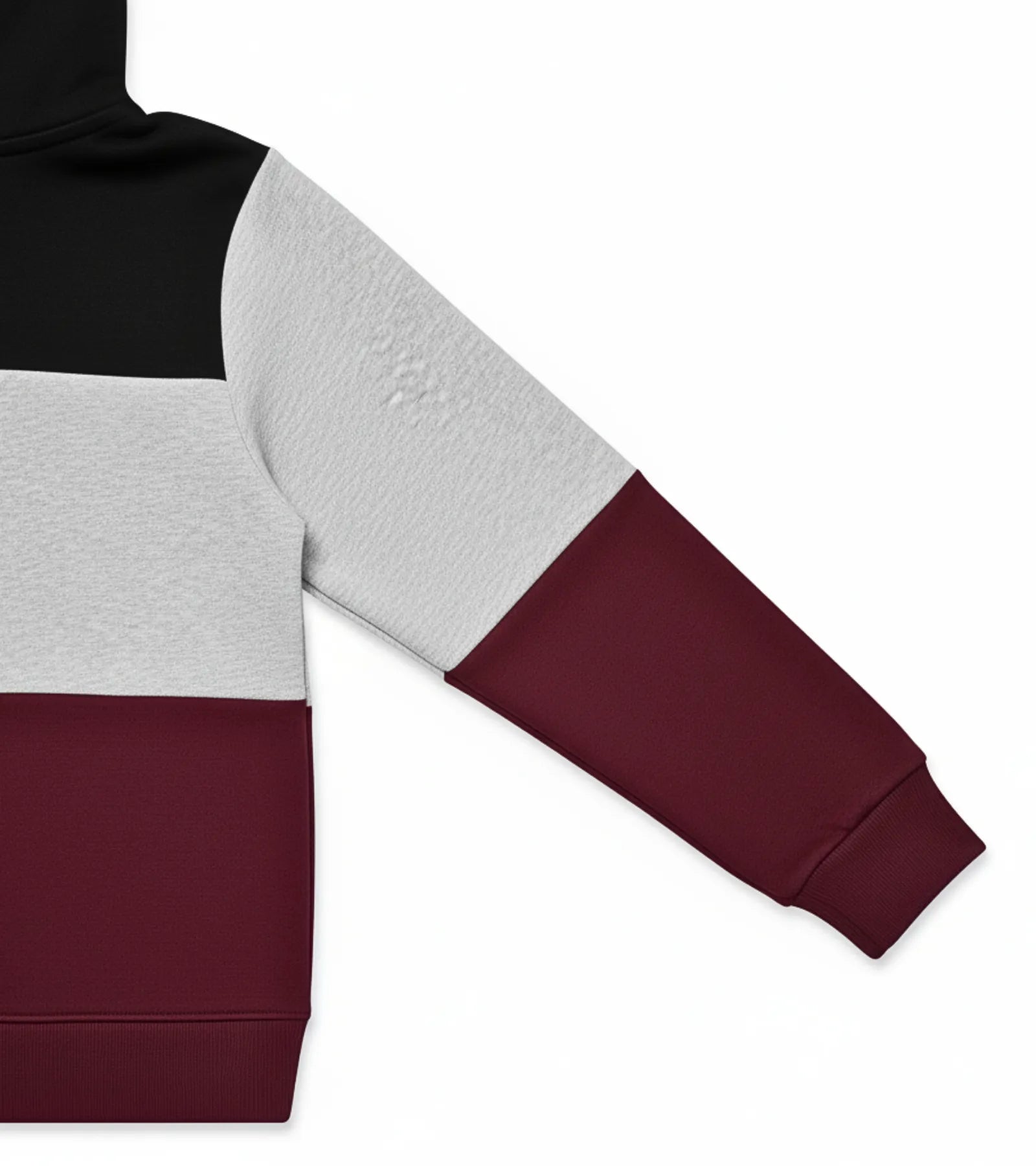 Color Block Kids Fleece Hoodie – Black, Maroon, & Grey