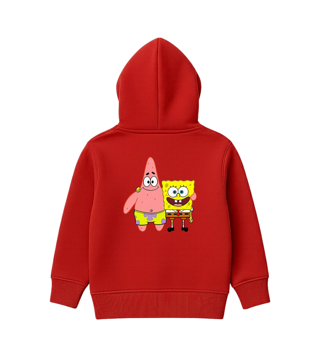 Red SpongeBob & Patrick Cartoon Hoodie for Kids - Unisex