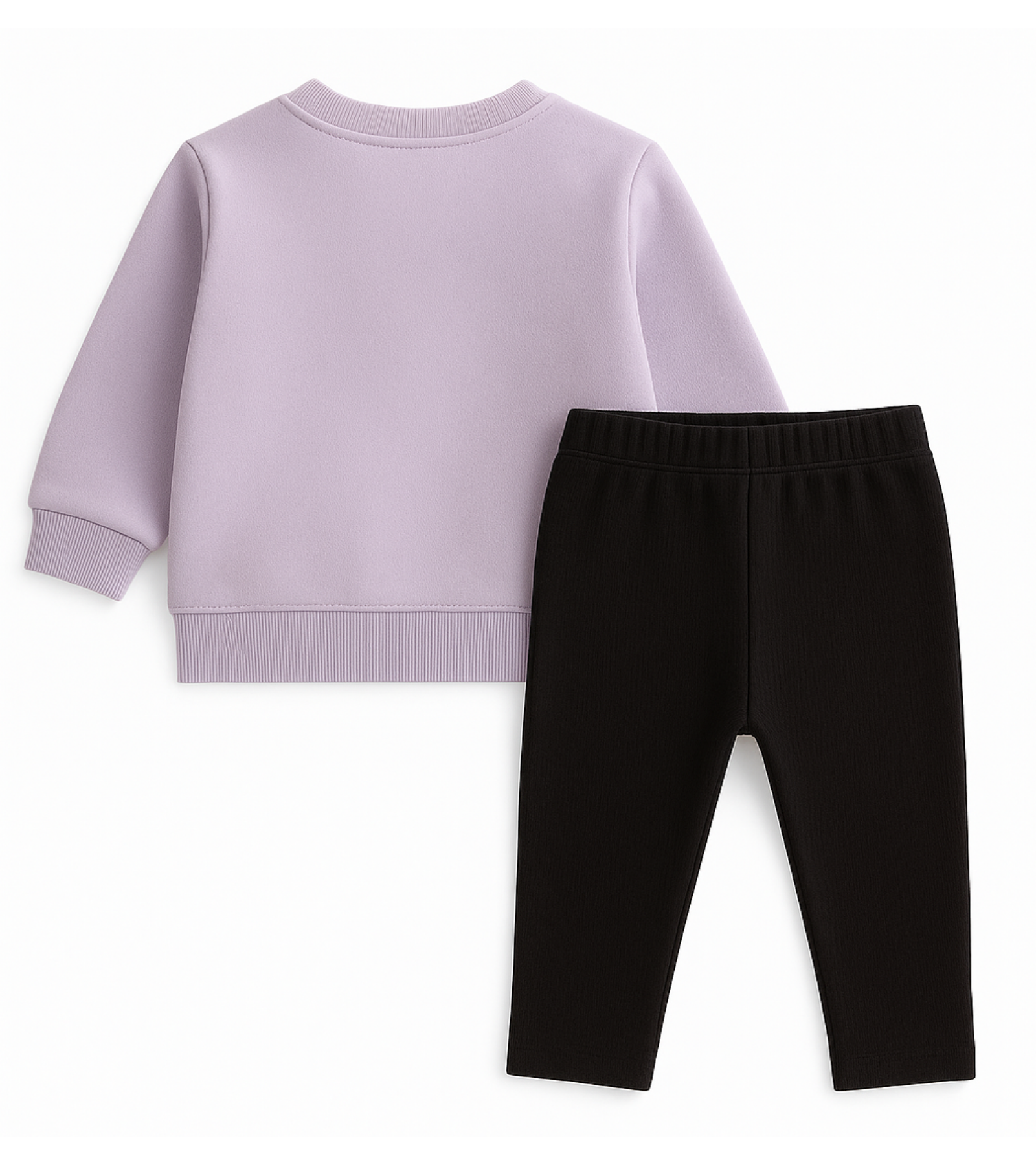 Kids Purple Abstract Shape Fleece Sweatshirt Set | Black Trouser