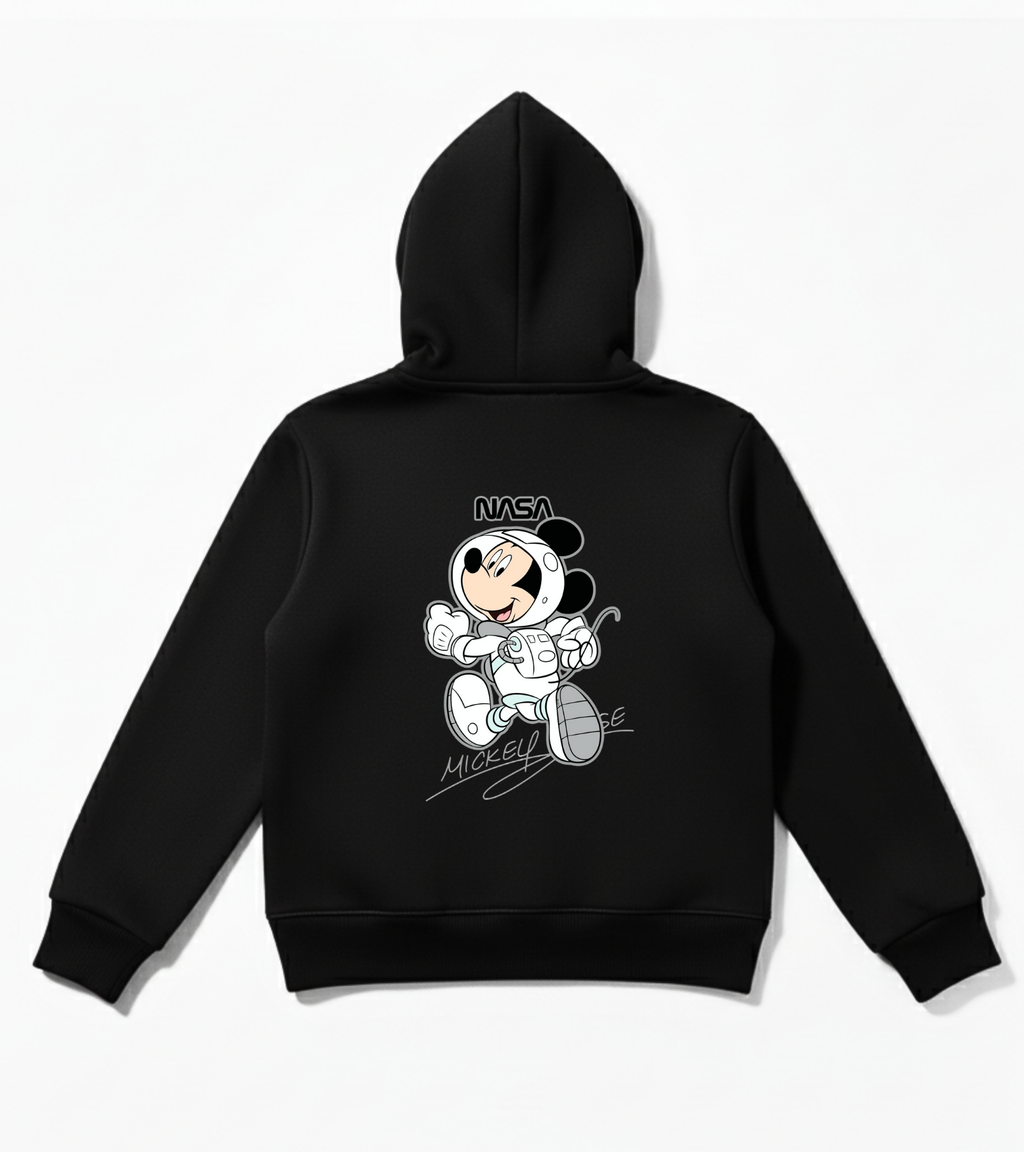 Kids Black Mickey Mouse Nasa Hoodie - Unisex