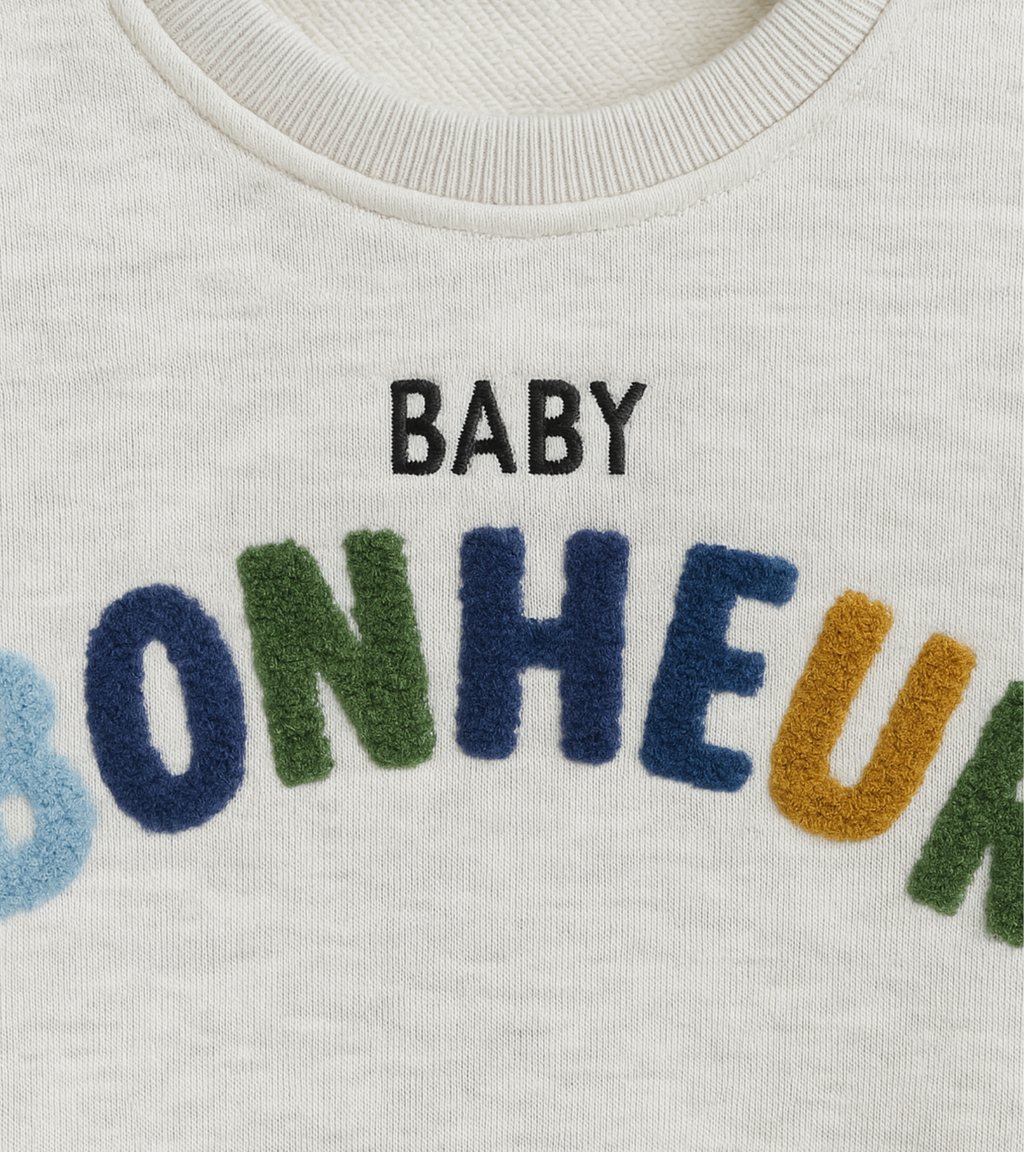 Kids Bonheur Print Fleece Sweatshirt Set | Black Trouser