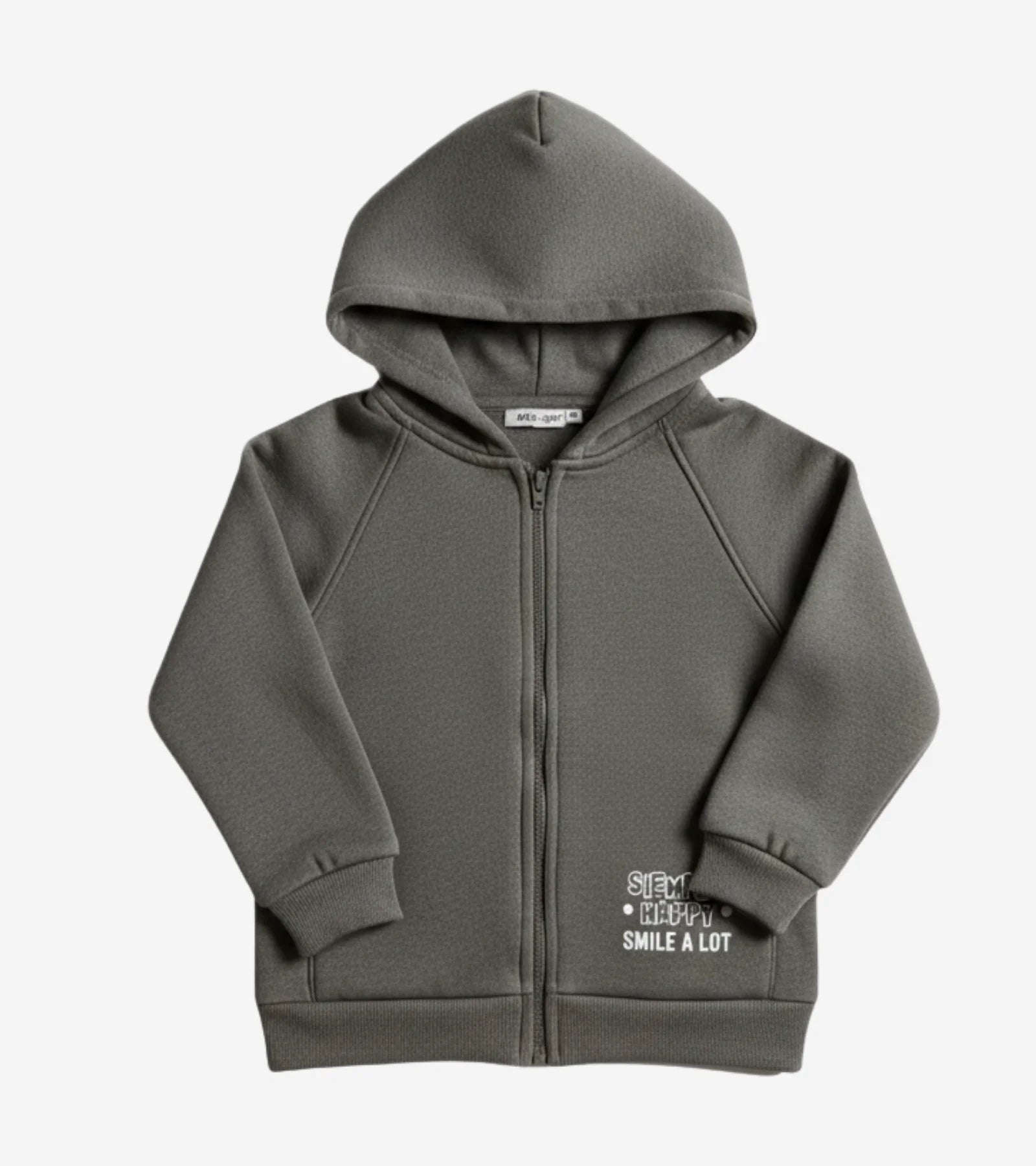 Kids Stay Happy Smile A Lot Charcoal Zip Hoodie