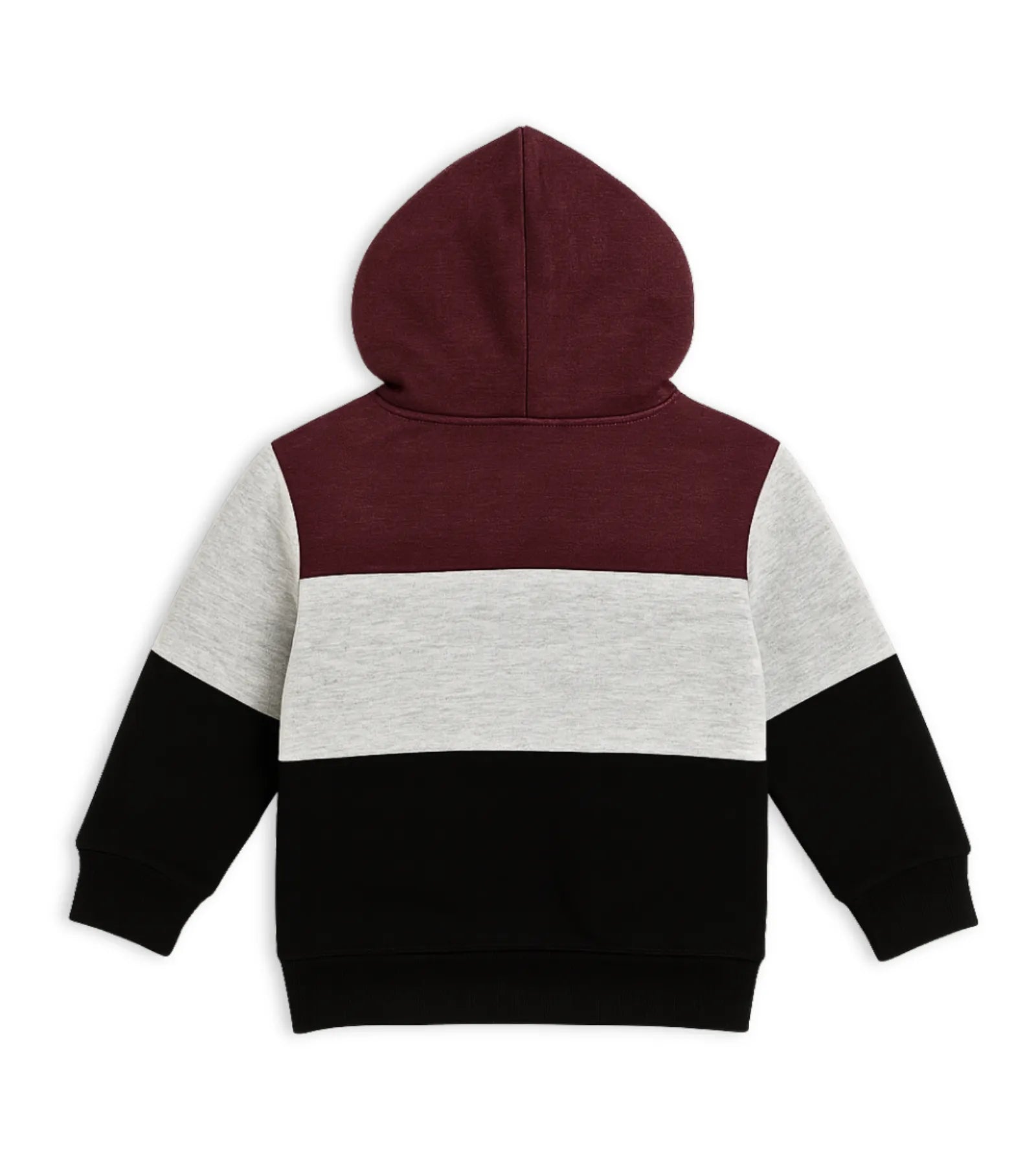 Color Block Kids Fleece Hoodie – Black, Maroon & Grey
