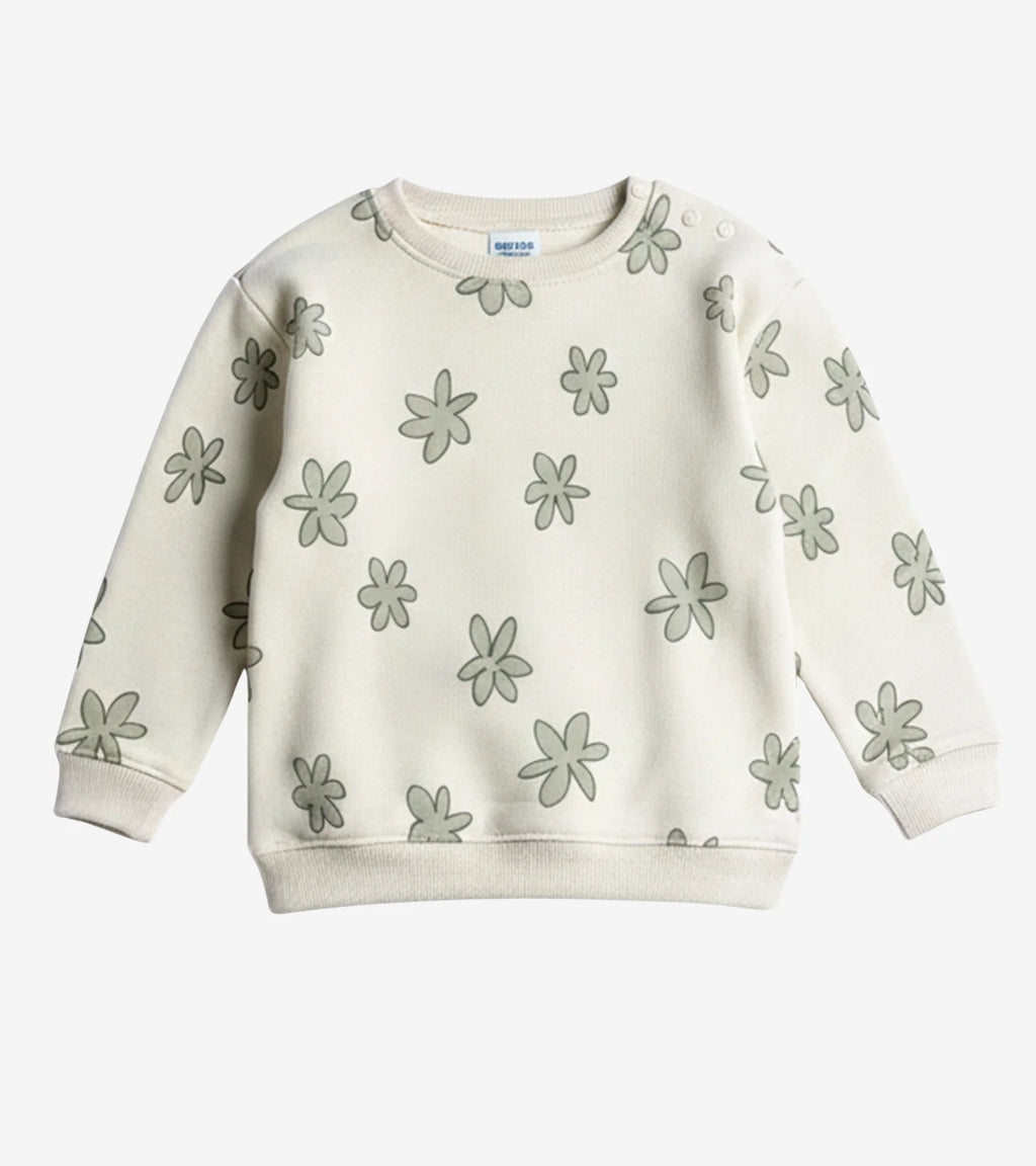 Kids' Cream Floral Print Sweatshirt