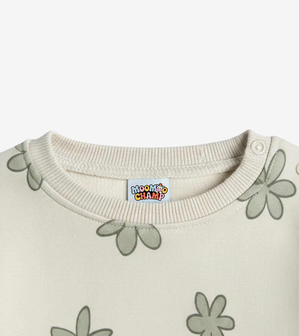 Kids' Cream Floral Print Sweatshirt