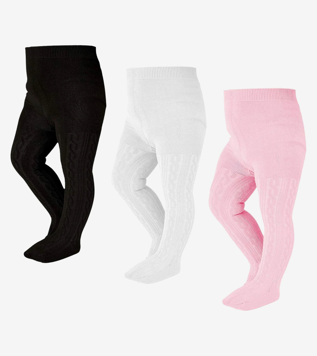 Baby Tights Set – Multi Color Pack of 3 Cable Knit Styles