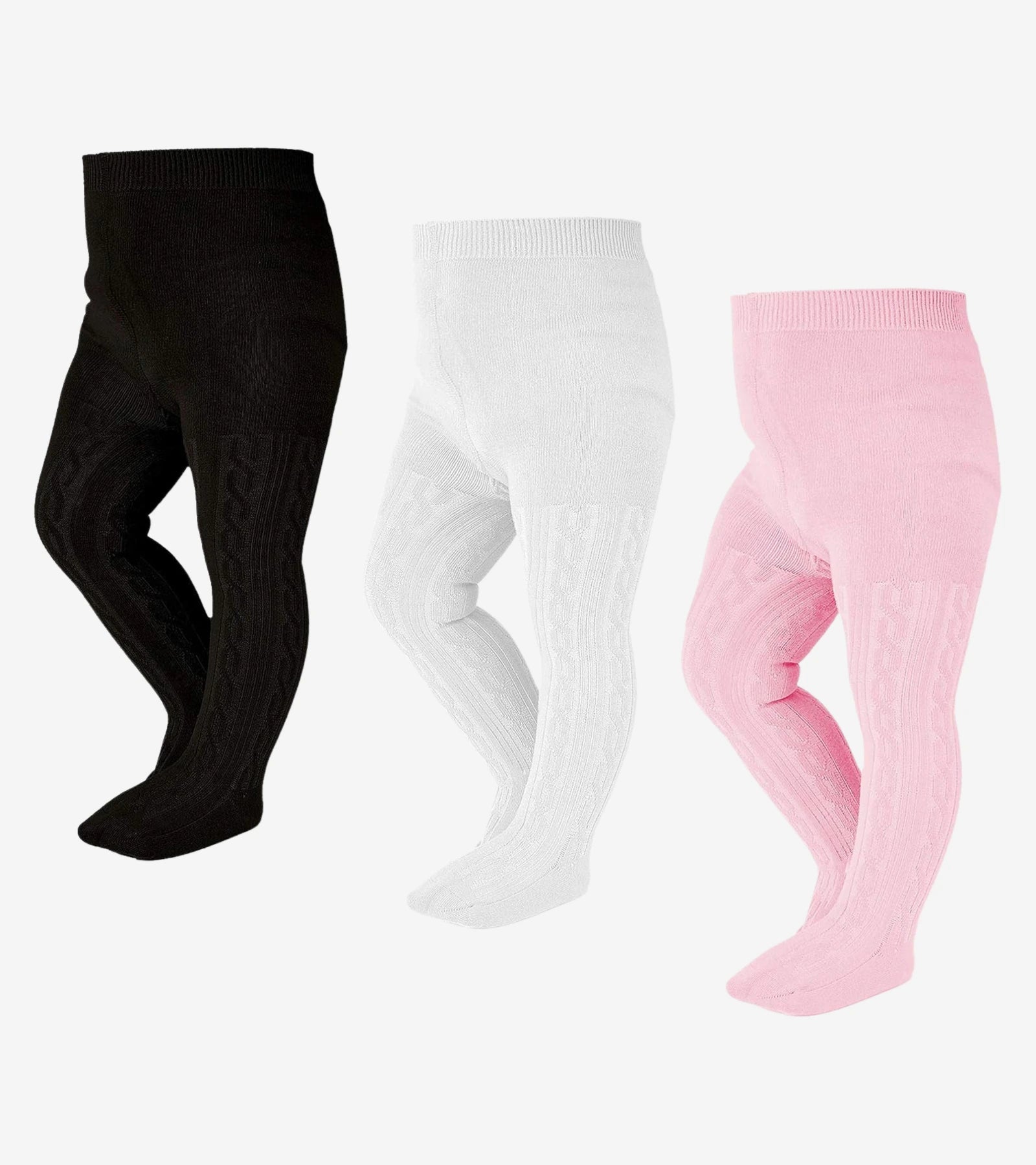 Baby Tights Set – Multi Color Pack of 3 Cable Knit Styles