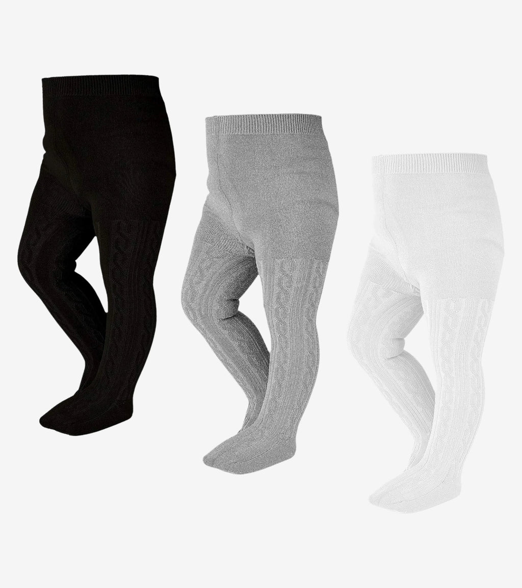 Baby Tights Set – Multi Color Pack of 3 Cable Knit Styles