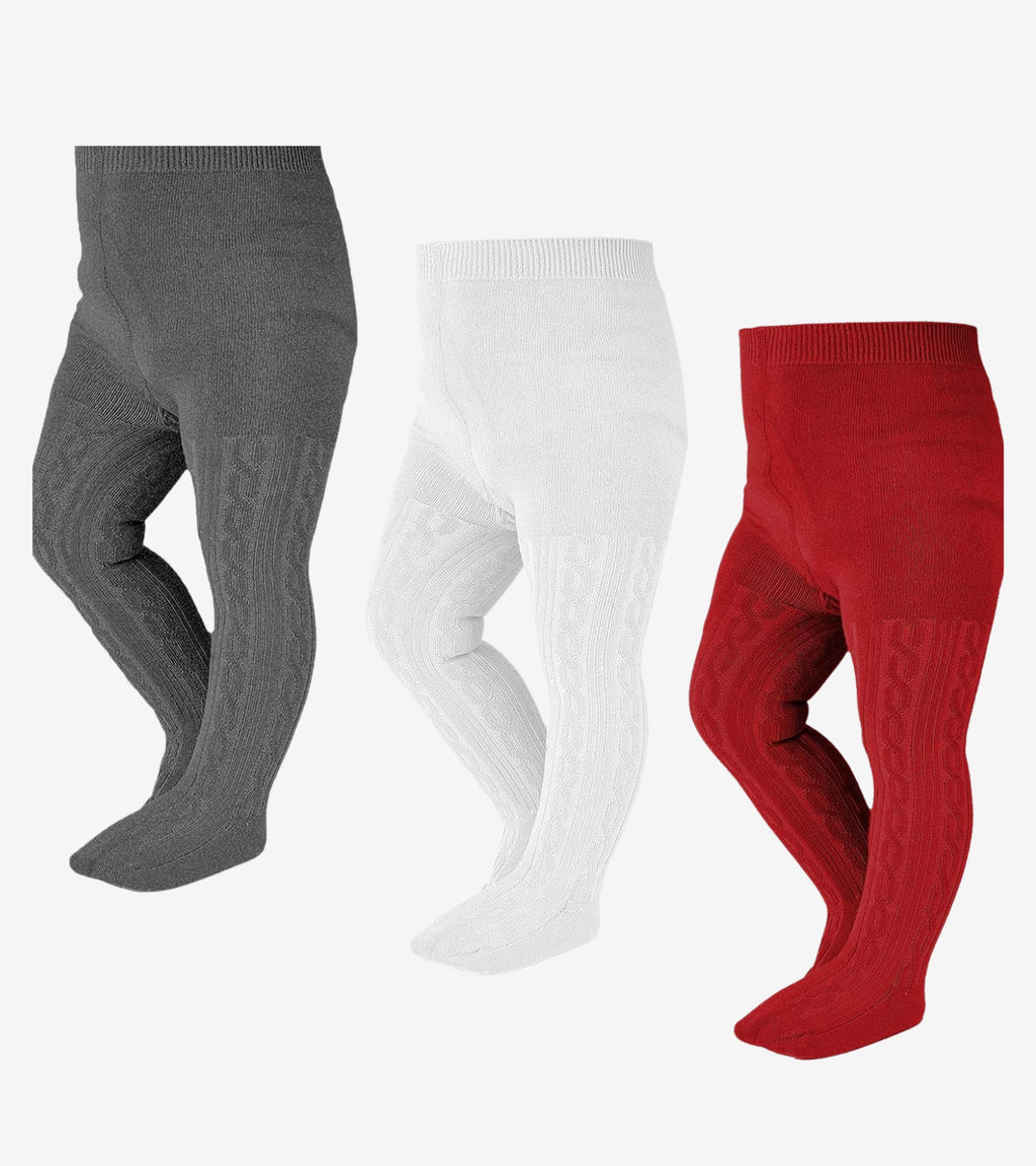 Baby Tights Set – Multi Color Pack of 3 Cable Knit Styles