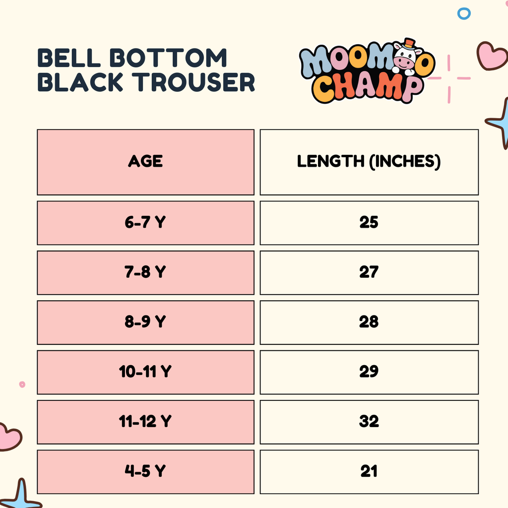 Girls High Quality Plain Black Bell Bottom Trouser