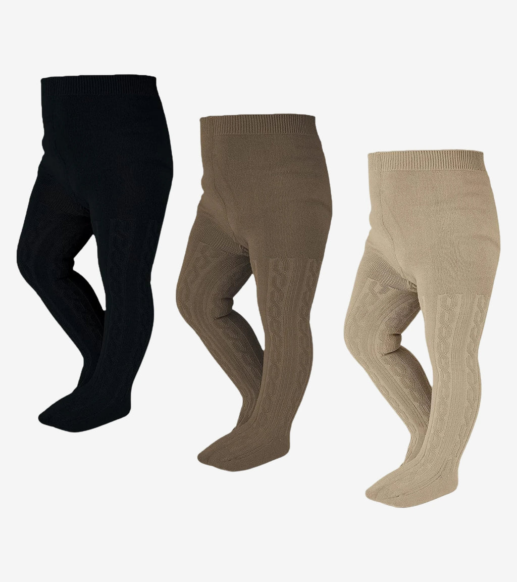 Baby Tights Set – Multi Color Pack of 3 Cable Knit Styles