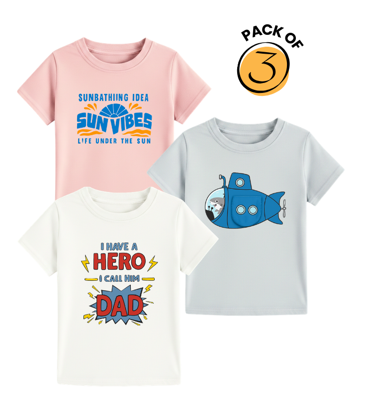 Sun & Adventure Kids Graphic Tee Set – 3 Pack Summer Fun Edition