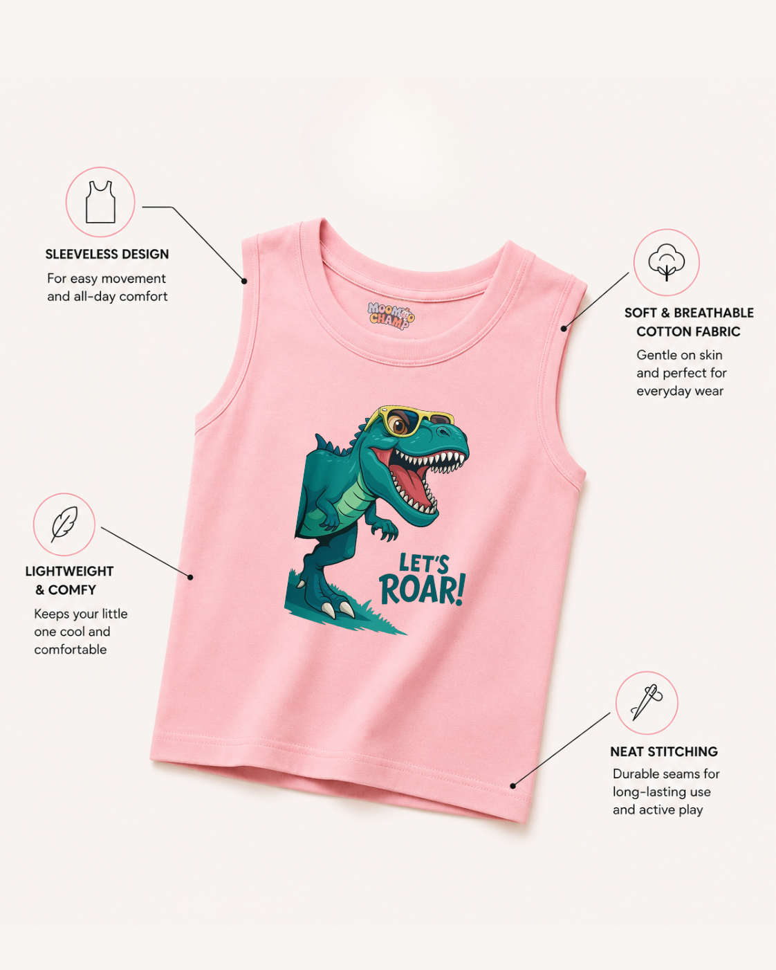 Kids Pack of 3 Sleeveless T-Shirts - Ocean Easy Life | Prickly Friends | Happiness Scritches
