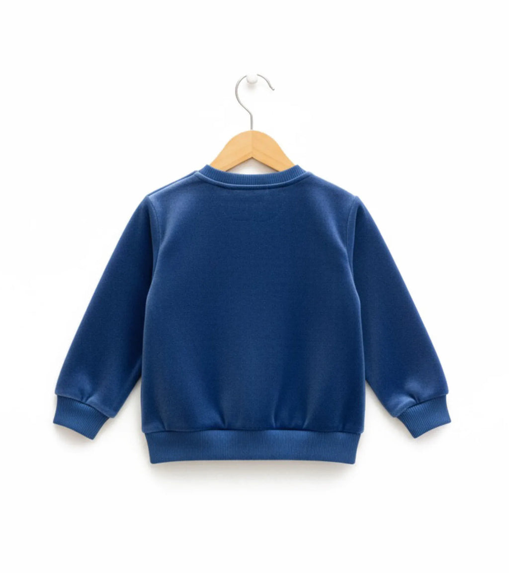 Boy Blue Velvet Sweatshirt - I love Cars