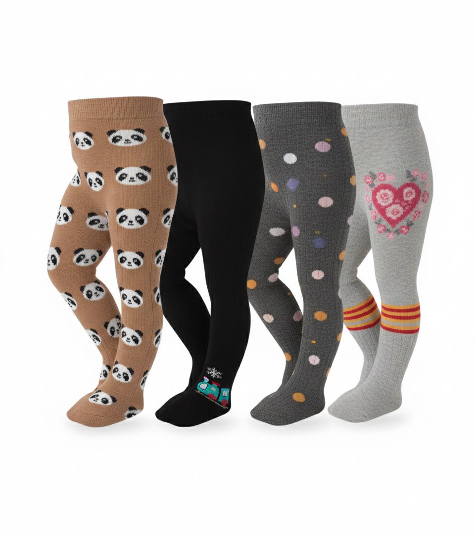 Baby Tights Set – Multi Color Pack of 4  Pattern Stockings Set