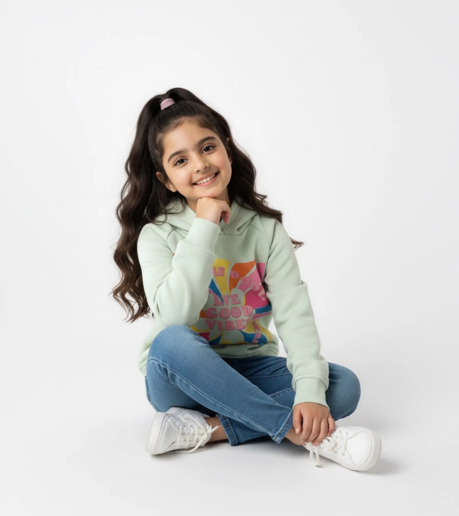 Girls Mint Good Vibes Graphic Hoodie