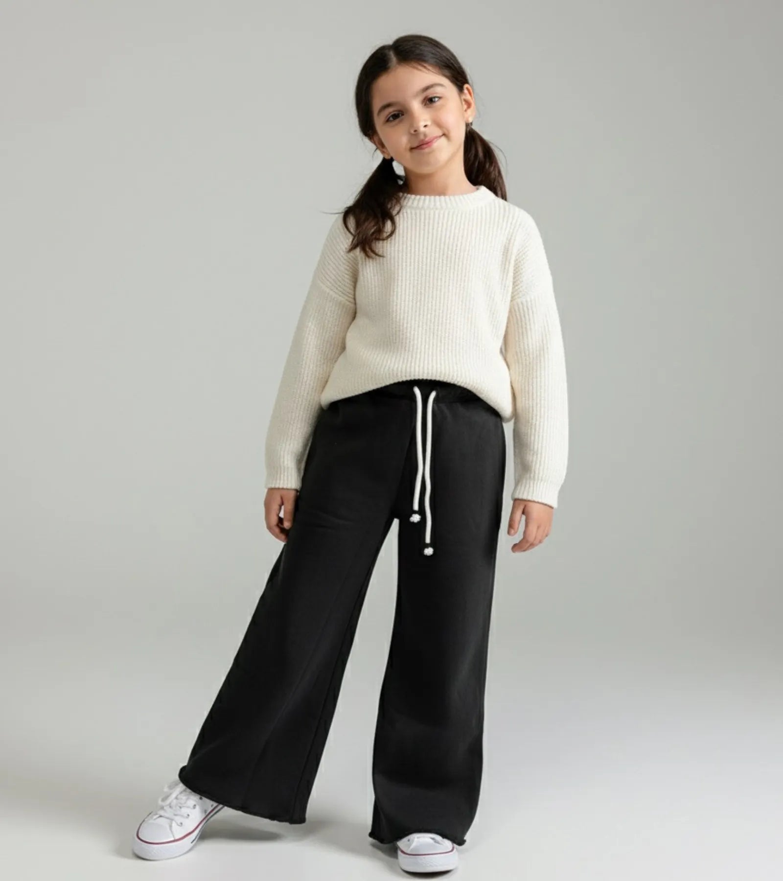 Girls High Quality Plain Black Bell Bottom Trouser