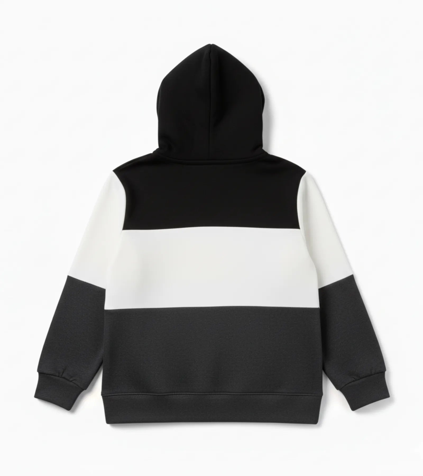 Color Block Kids Fleece Unisex Hoodie – Black, White & Dark Gray