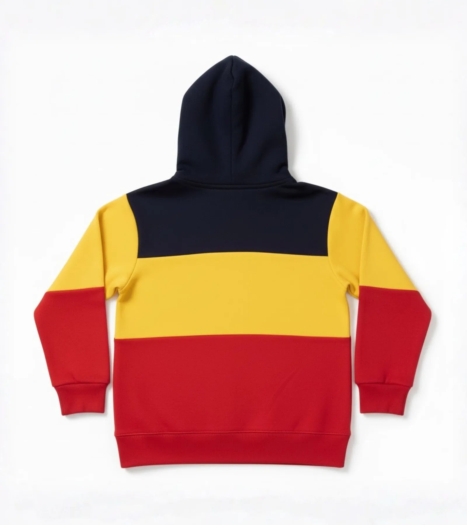 Color Block Kids Fleece Unisex Hoodie – Black, Red & Yellow