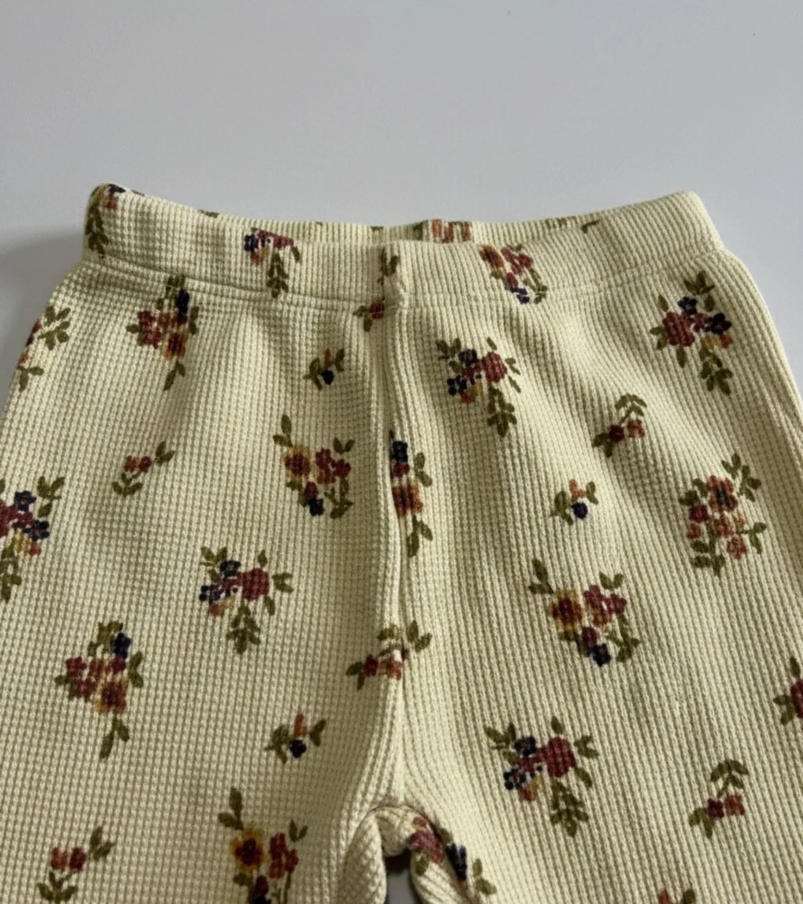 Girls Camel Color Floral Printed Trouser