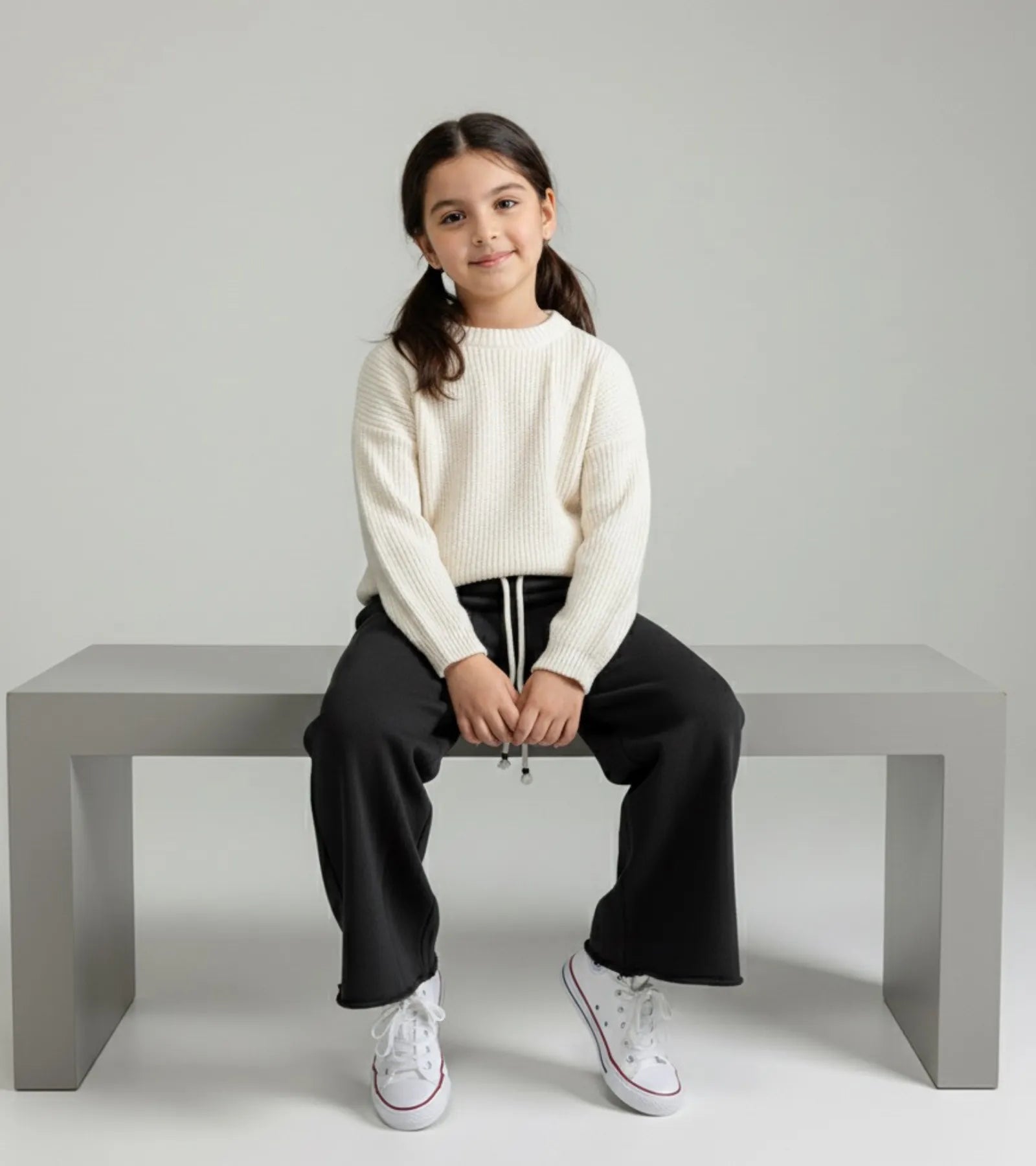 Girls High Quality Plain Black Bell Bottom Trouser