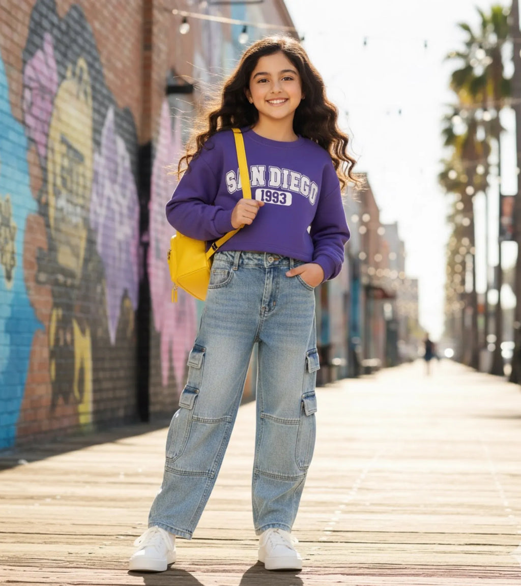 Girls Purple San Diego Printed Sweatshirt