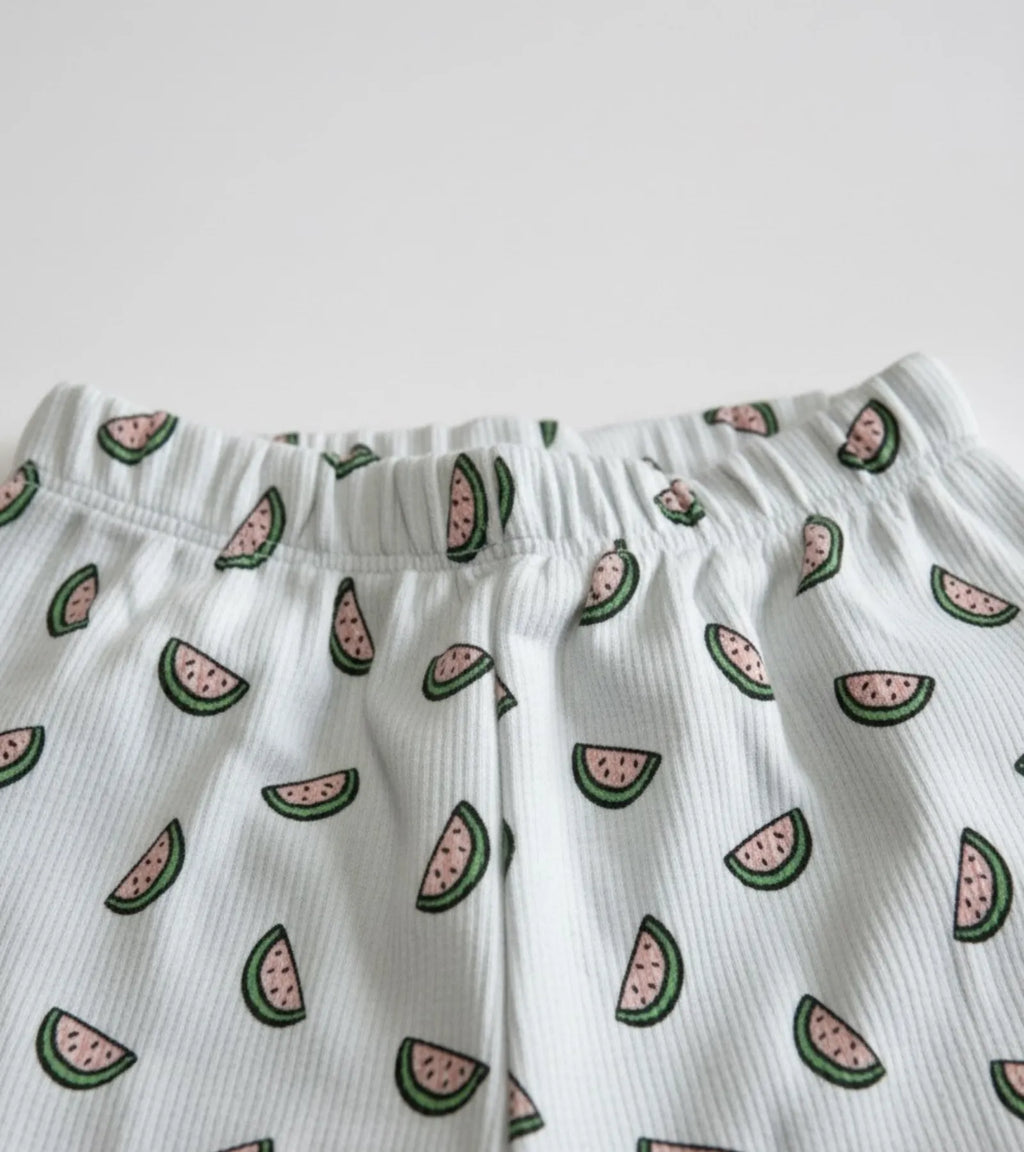 Girls White Water Melon Printed Trouser