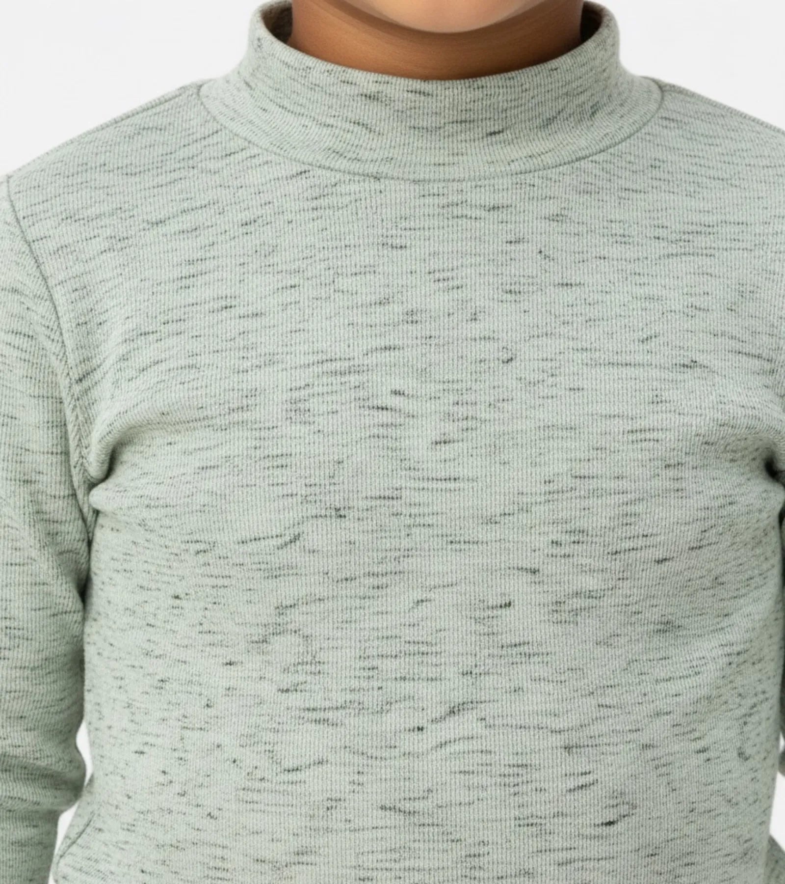 Kid Melange Grey High Neck Shirt Unisex