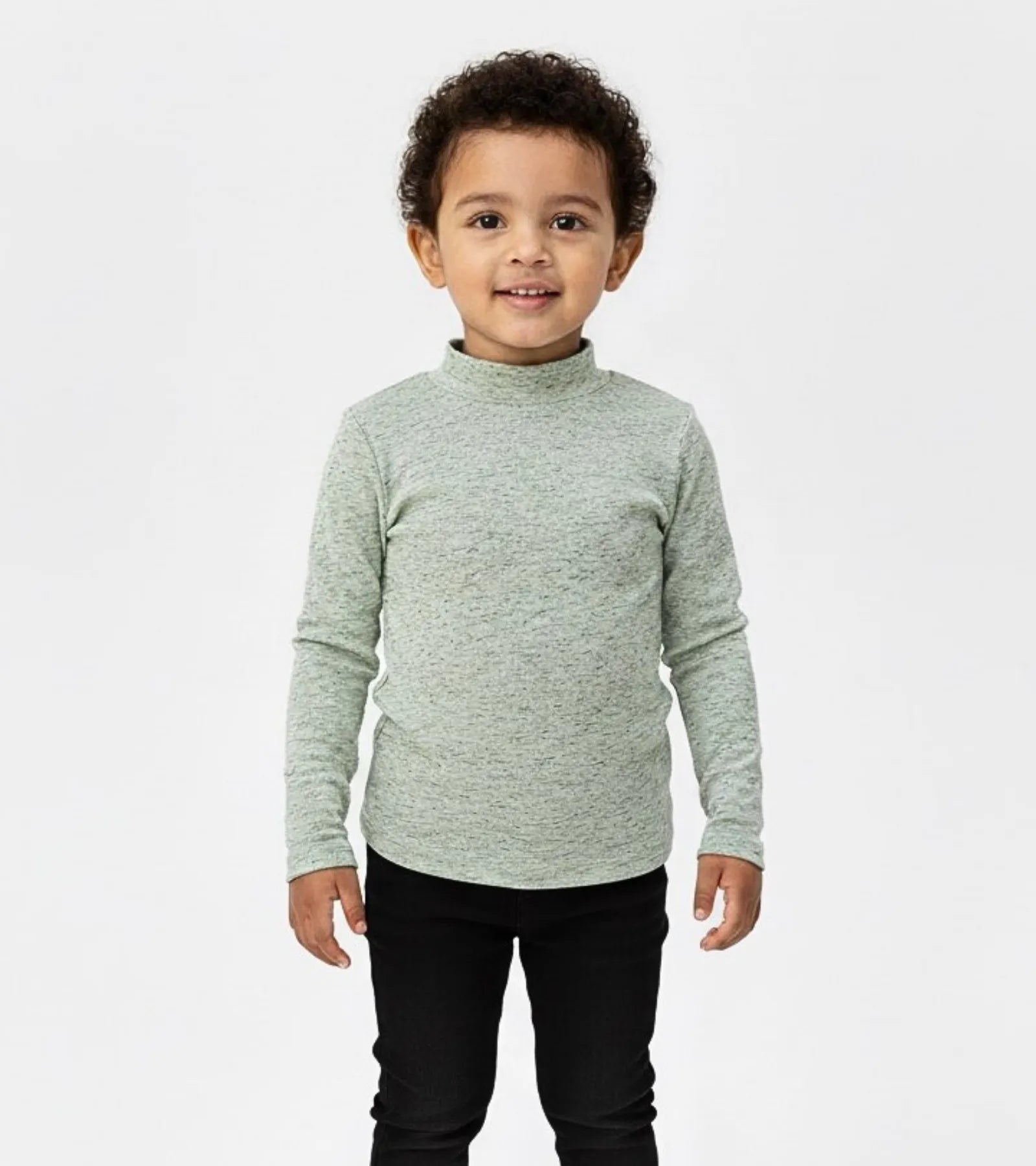 Kid Melange Grey High Neck Shirt Unisex