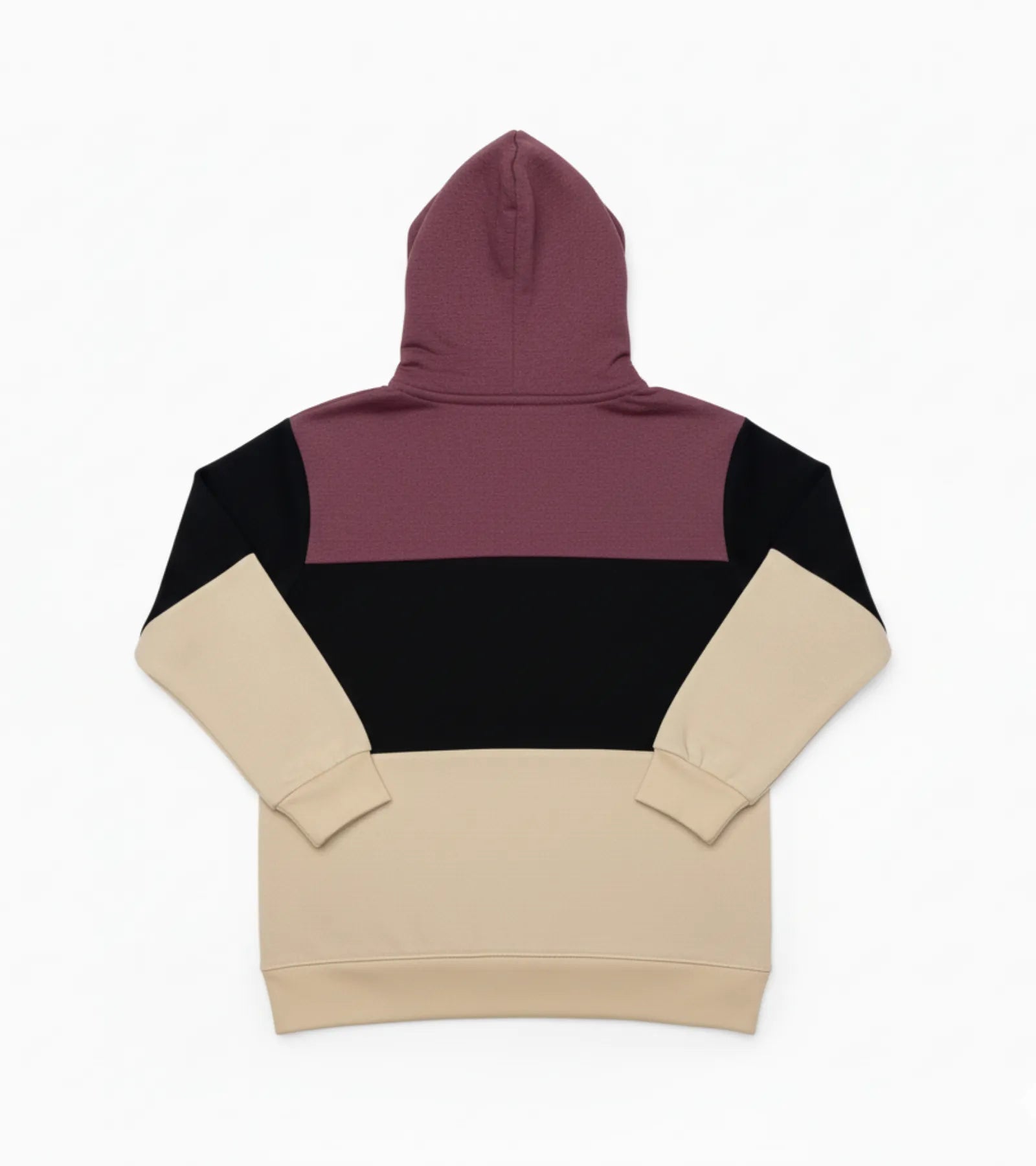 Color Block Kids Fleece Unisex Hoodie – Maroon, Black & Tan