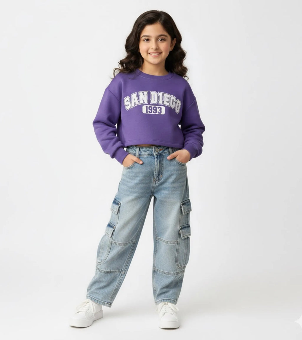 Girls Purple San Diego Printed Sweatshirt