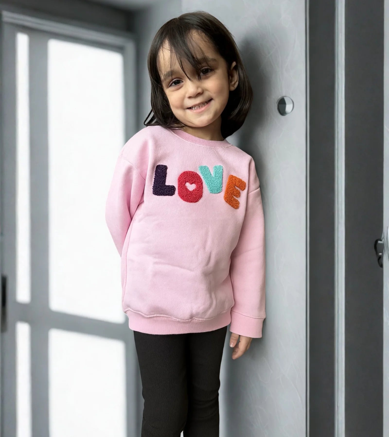 Kids Pink Love Fleece Sweatshirt – Unisex