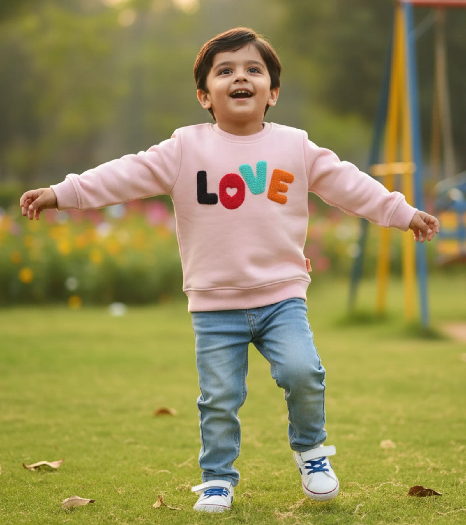 Kids Pink Love Fleece Sweatshirt – Unisex