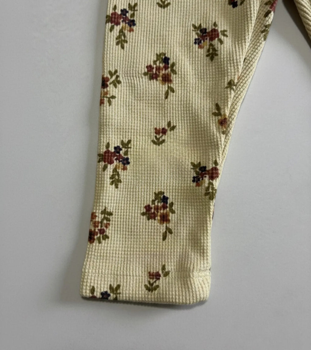 Girls Camel Color Floral Printed Trouser