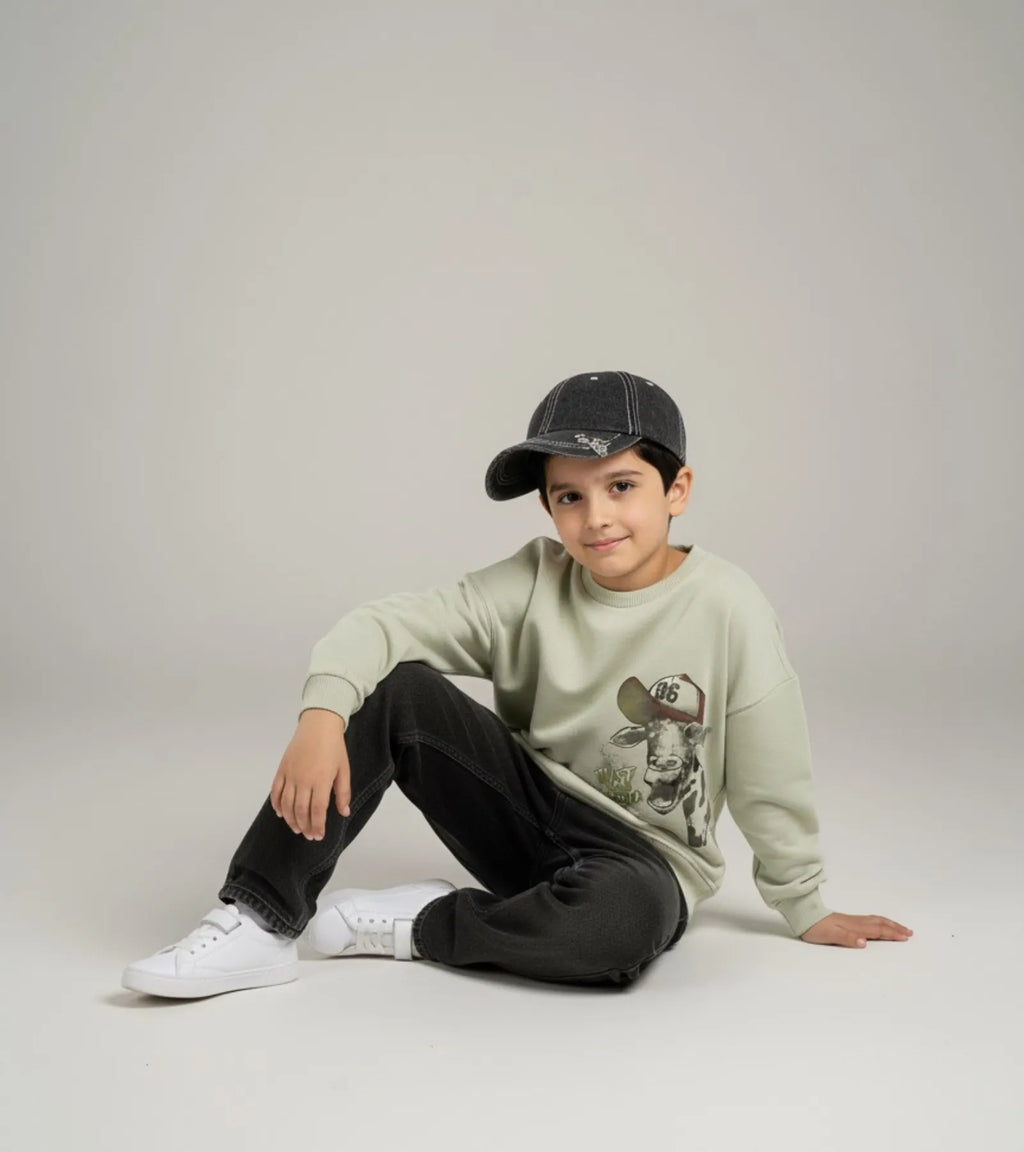 Boys Cream Animal Printed Sweatshirt