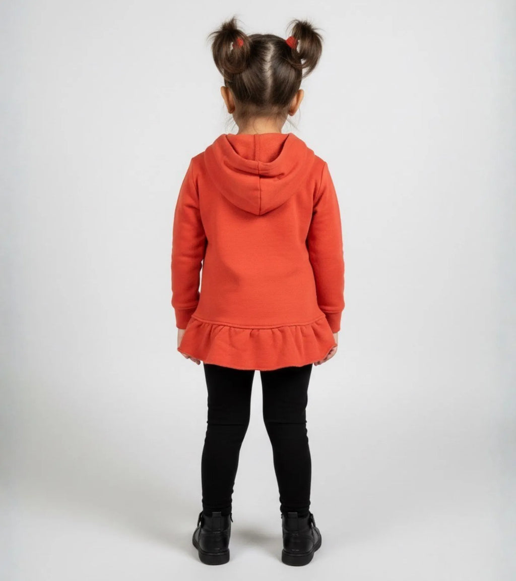 Girls Red Butterfly Print Hoodie