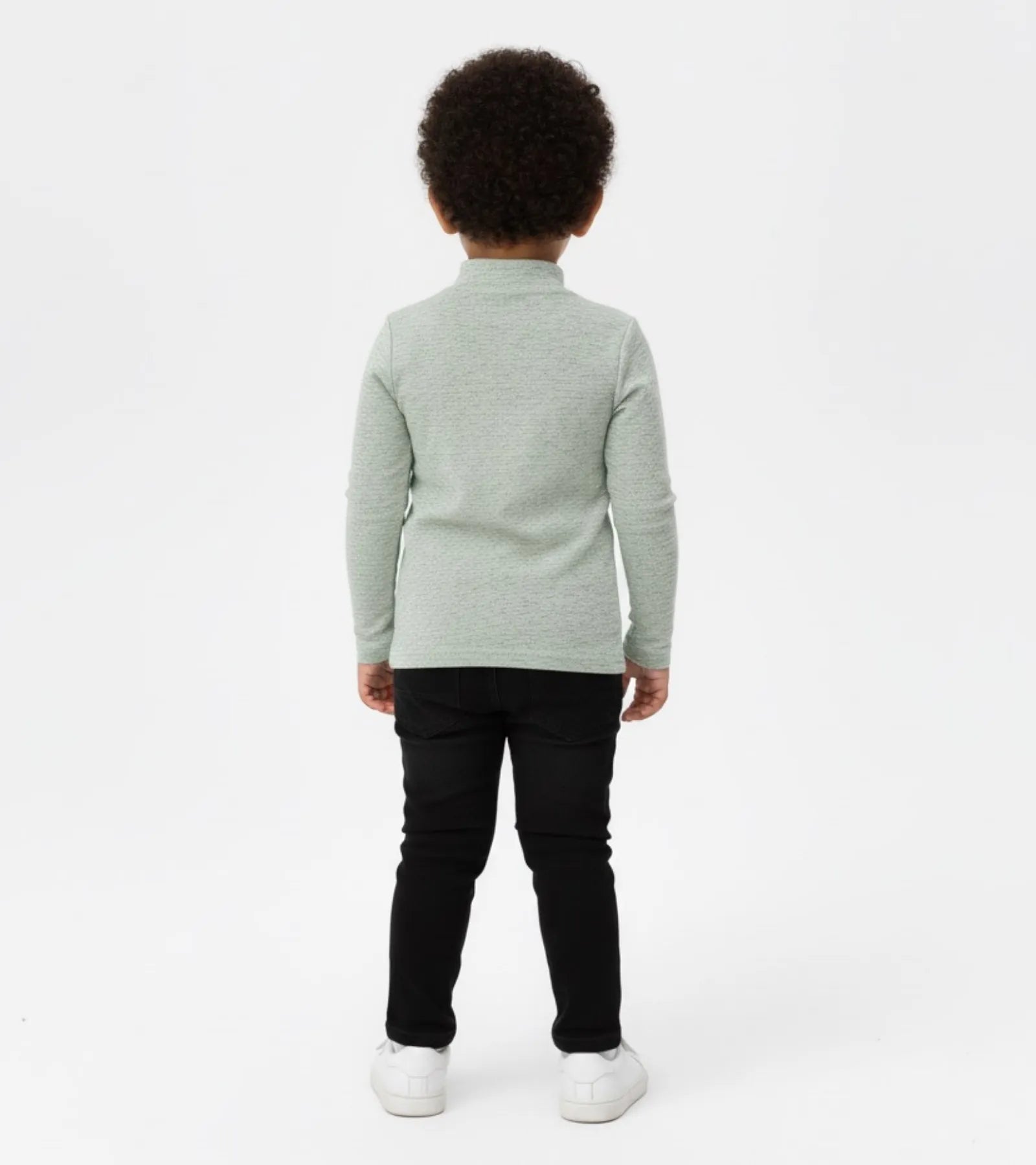 Kid Melange Grey High Neck Shirt Unisex