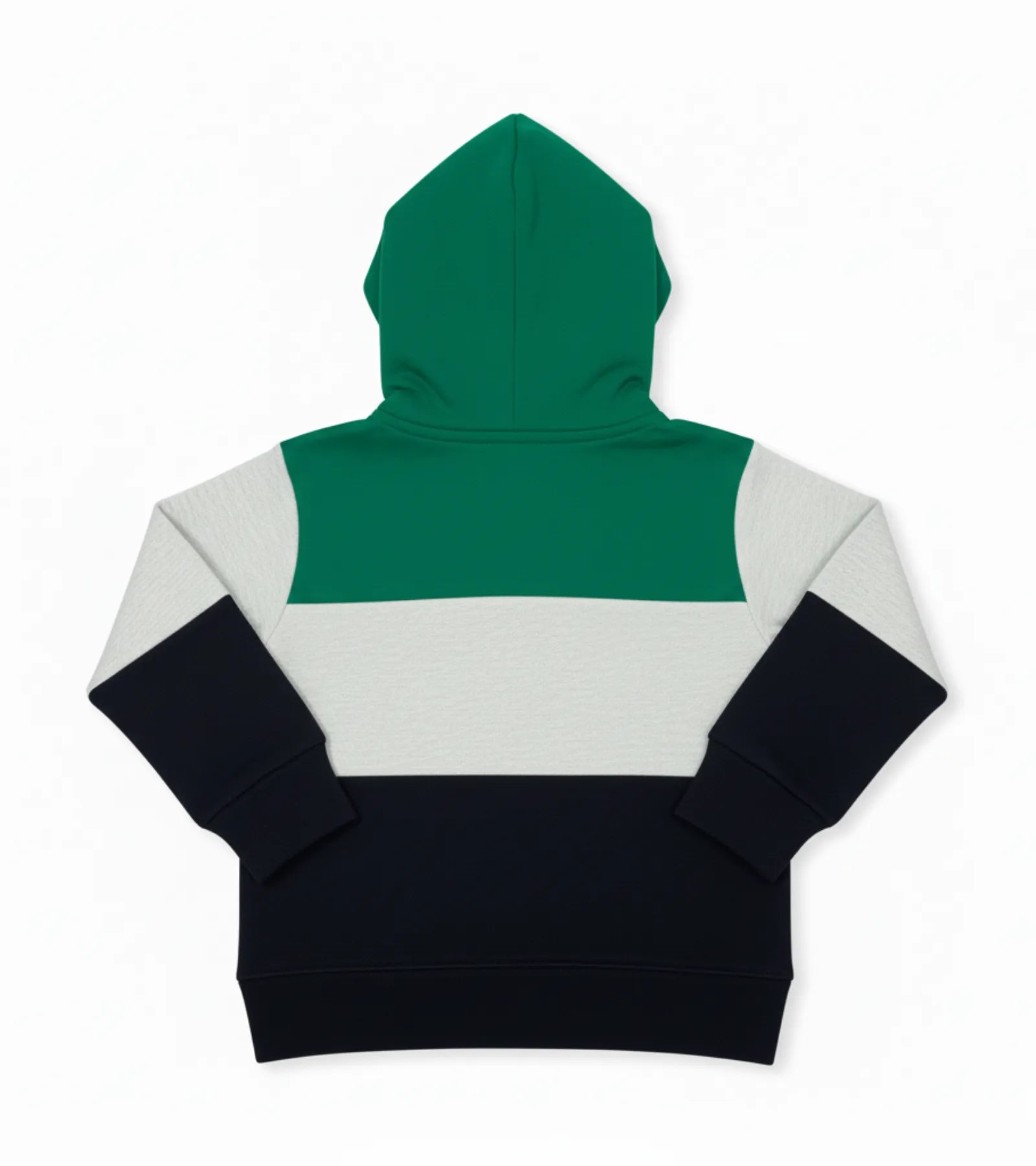 Color Block Kids Fleece Unisex Hoodie – Black, White & Green