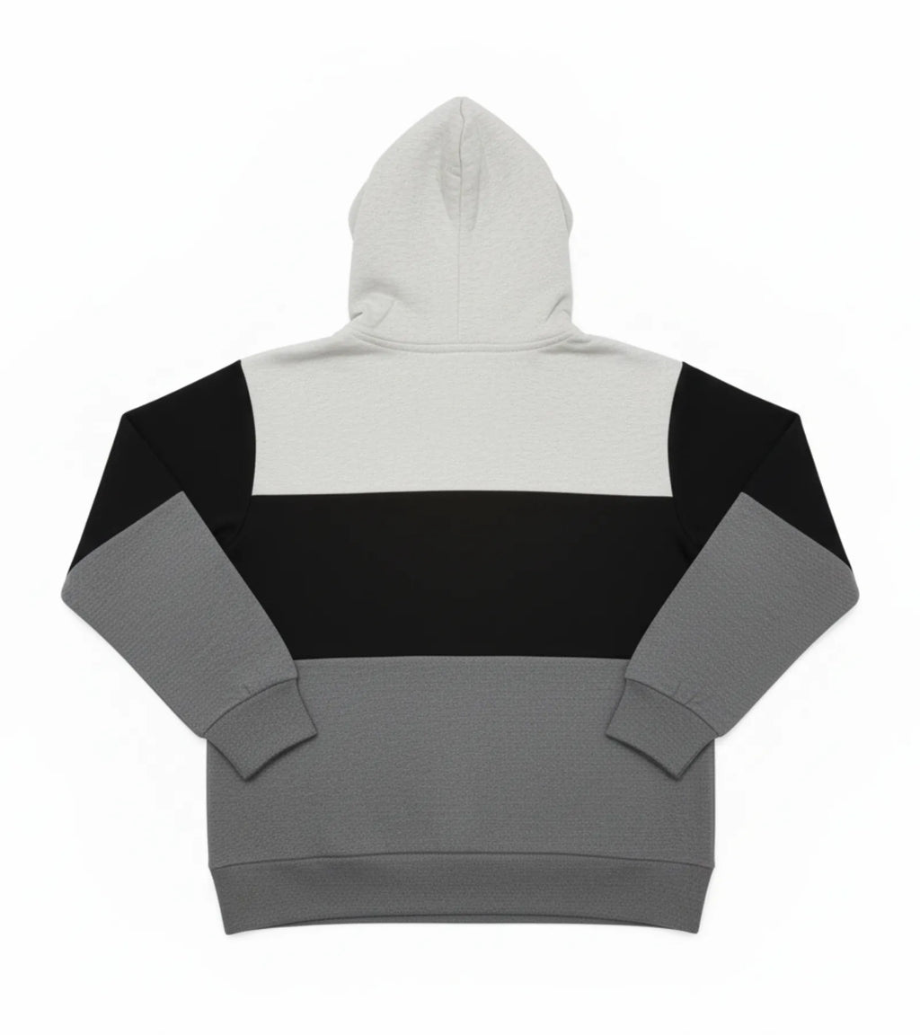 Color Block Kids Fleece Unisex Hoodie – Black, White & Gray