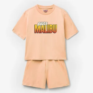 Kids Peach Malibu T-Shirt & Shorts Set | Summer Outfit