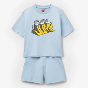 "JUMP" Printed T-Shirt & Shorts Set