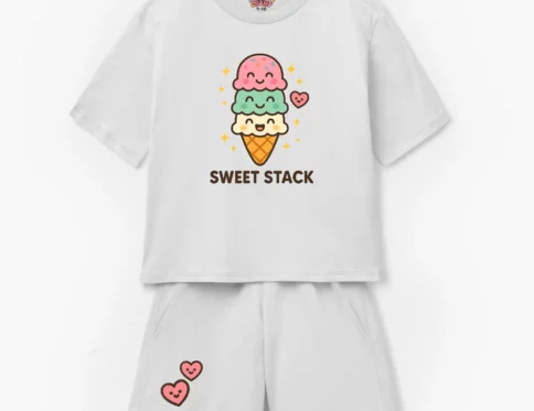 Sweet Stack Kids Short Suit – Ice Cream Print